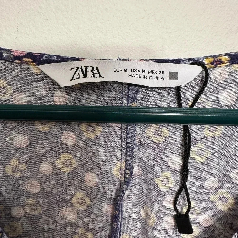 Zara Floral print shirt dress. Size medium - Picture 5 of 7